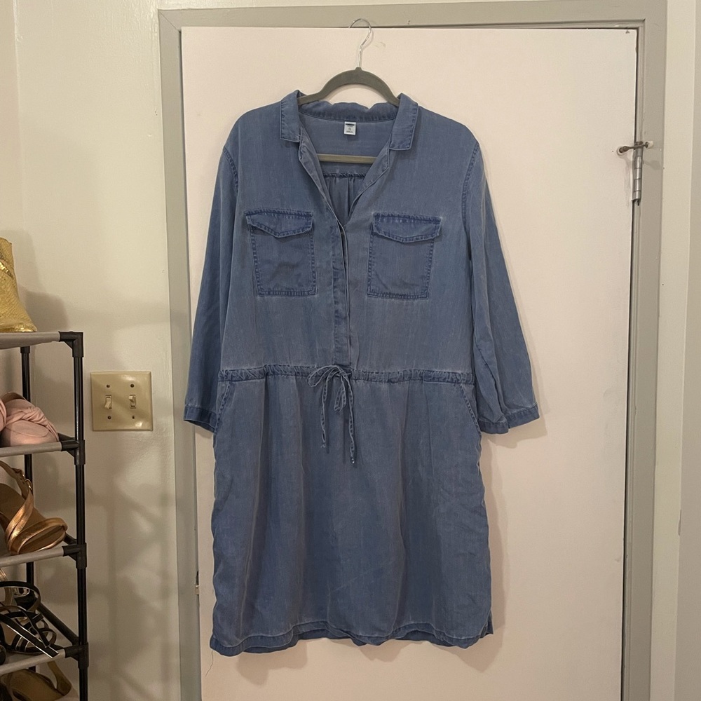 Old Navy Blue Jean Tie Waist Dress
